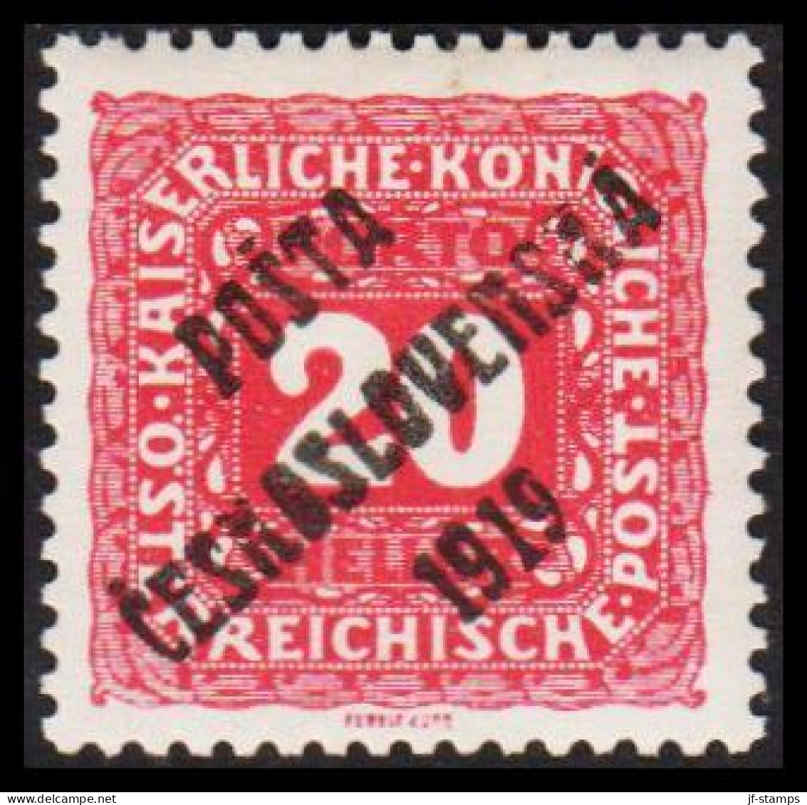 1919. CESKOSLOVENSKO. POSTA CESKOSLOVENSKA 1919 On 20 HELLER Portomarken Von 1916 ÖSTERREICH. Hinged. - JF544298 - Neufs