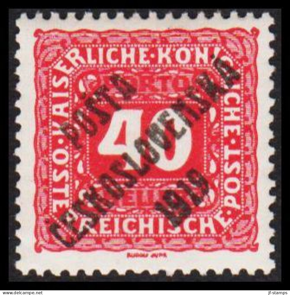 1919. CESKOSLOVENSKO. POSTA CESKOSLOVENSKA 1919 On 40 HELLER Portomarken Von 1916 ÖSTERREICH. Hinged. - JF544301 - Nuovi