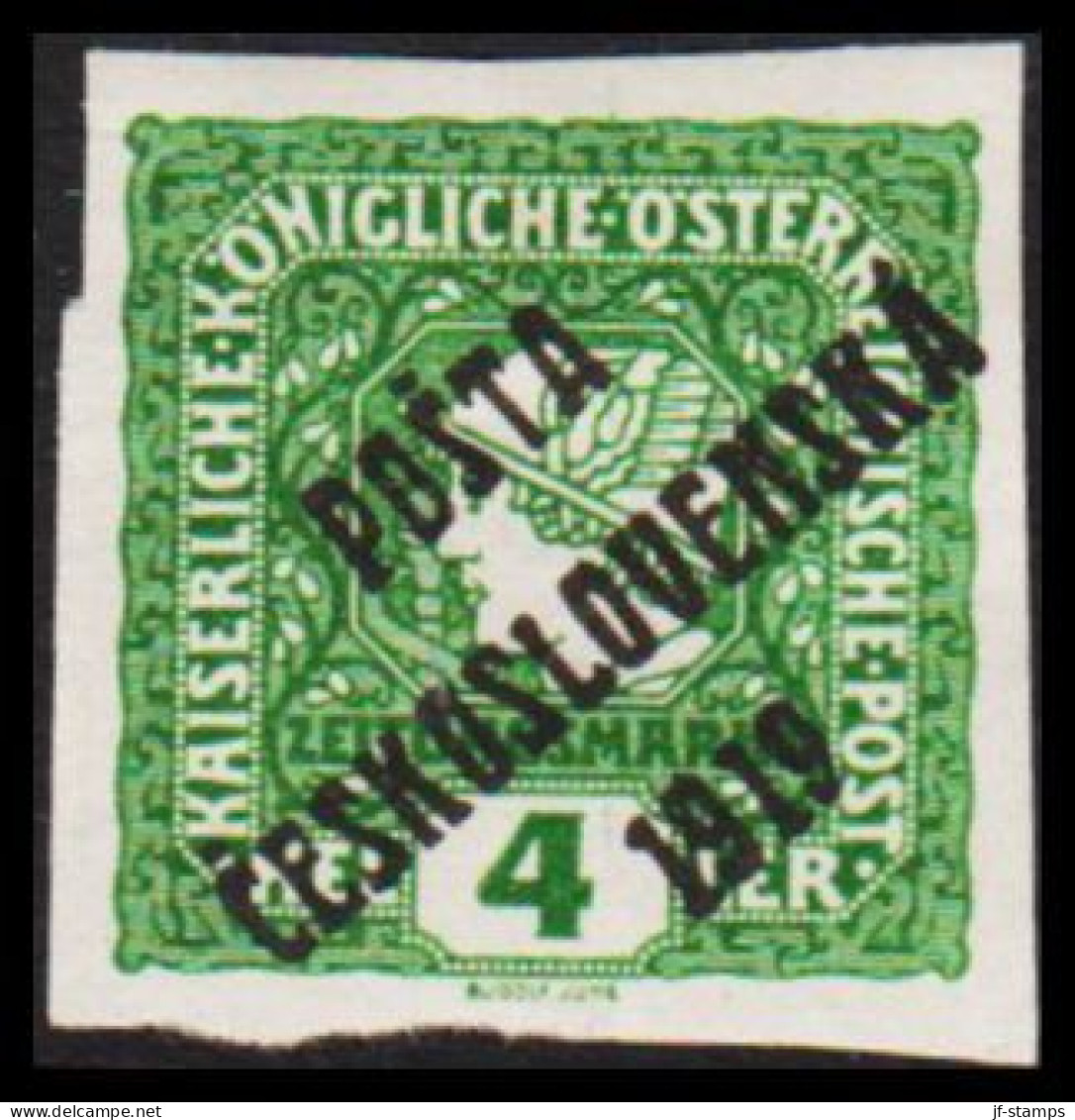 1919. CESKOSLOVENSKO. POSTA CESKOSLOVENSKA 1919 On 4 HELLER Zeitungsmarke ÖSTERREICH. Hinged. - JF544306 - Neufs