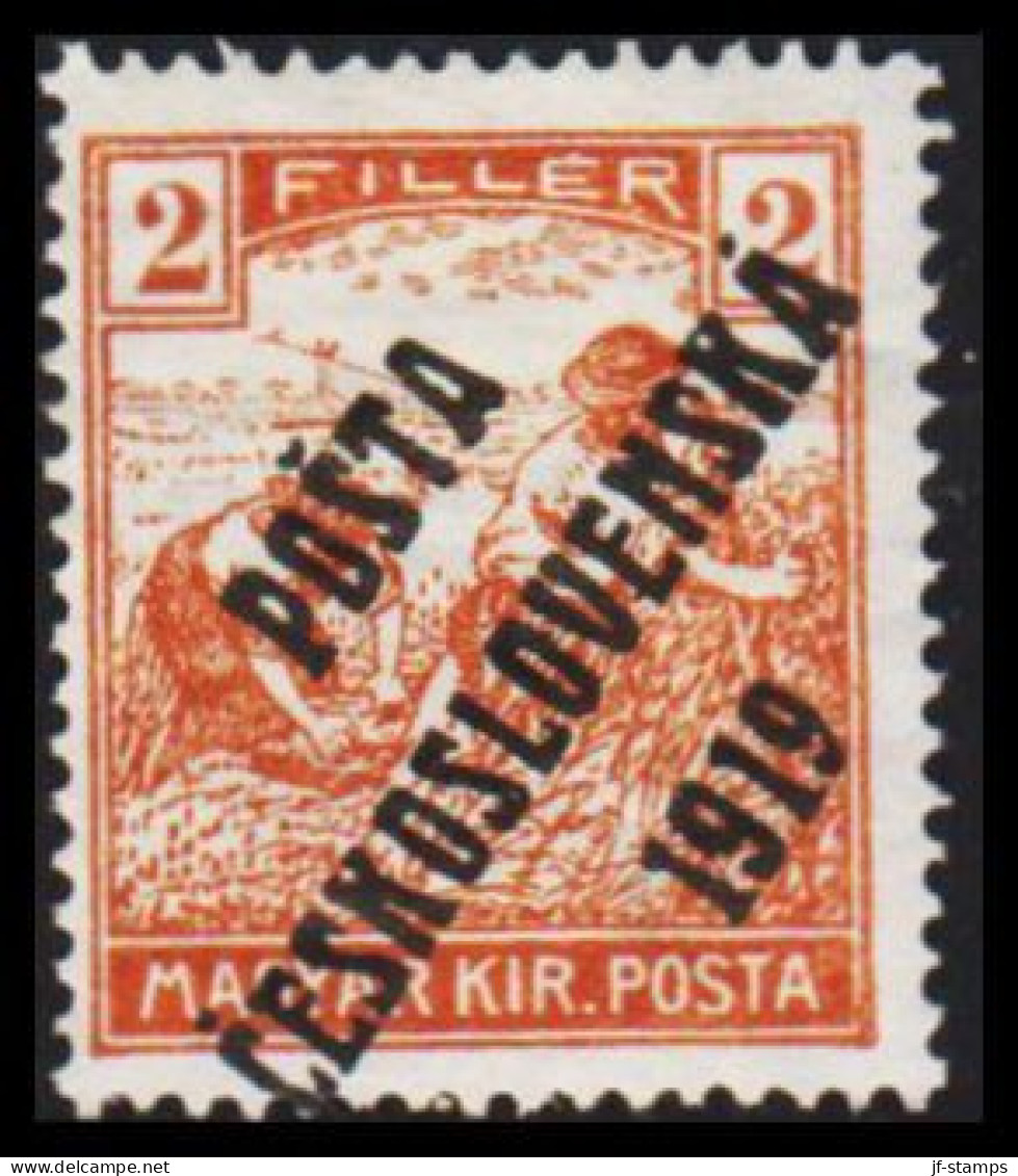 1919. CESKOSLOVENSKO. POSTA CESKOSLOVENSKA 1919 On 2 FILLER MAGYAR KIR POSTA. Hinged. - JF544312 - Nuevos