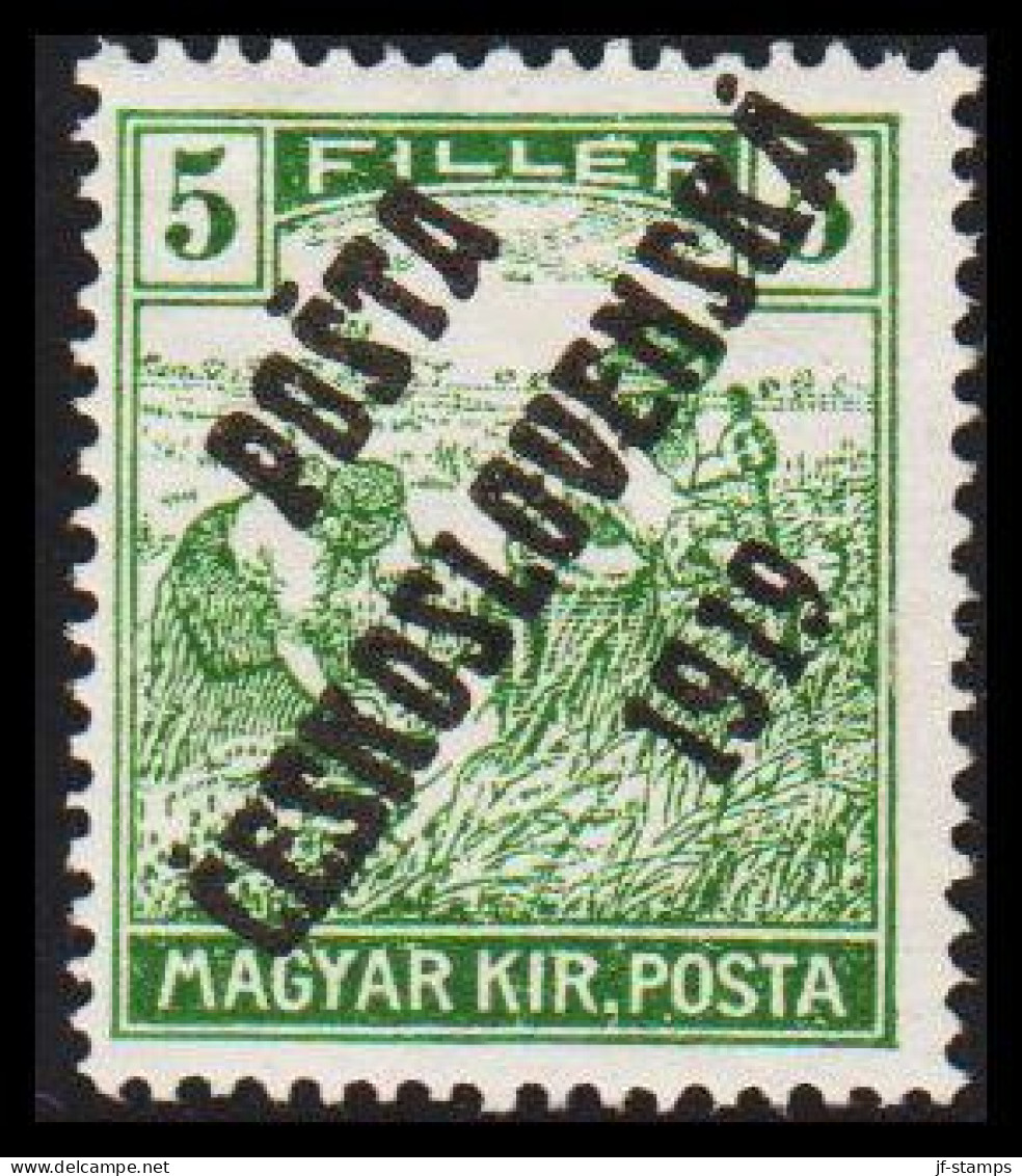 1919. CESKOSLOVENSKO. POSTA CESKOSLOVENSKA 1919 On 5 FILLER MAGYAR KIR POSTA. Hinged. - JF544314 - Unused Stamps