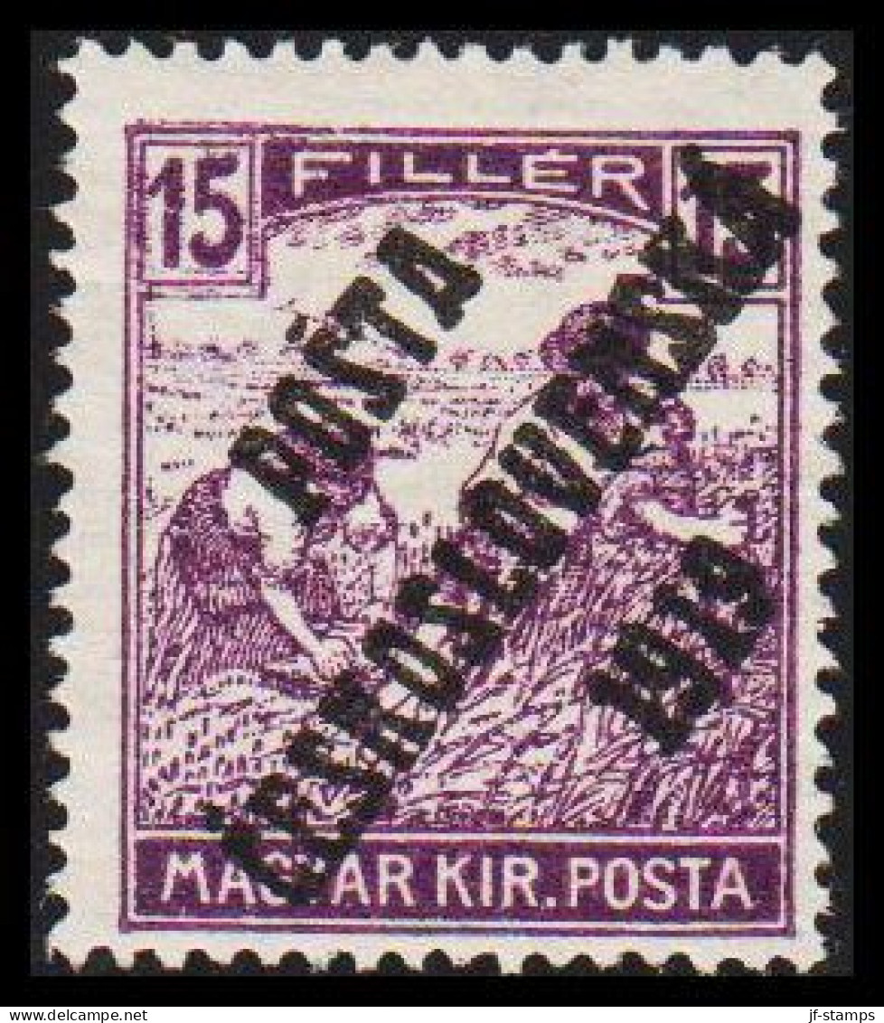 1919. CESKOSLOVENSKO. POSTA CESKOSLOVENSKA 1919 On 15 FILLER MAGYAR KIR POSTA. Hinged. - JF544315 - Unused Stamps