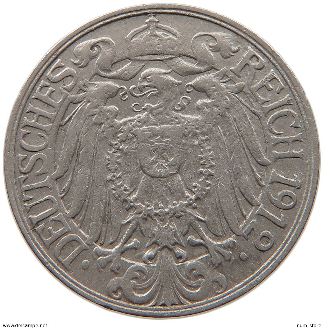 GERMANY EMPIRE 25 PFENNIG 1912 F #t032 0629 - 25 Pfennig