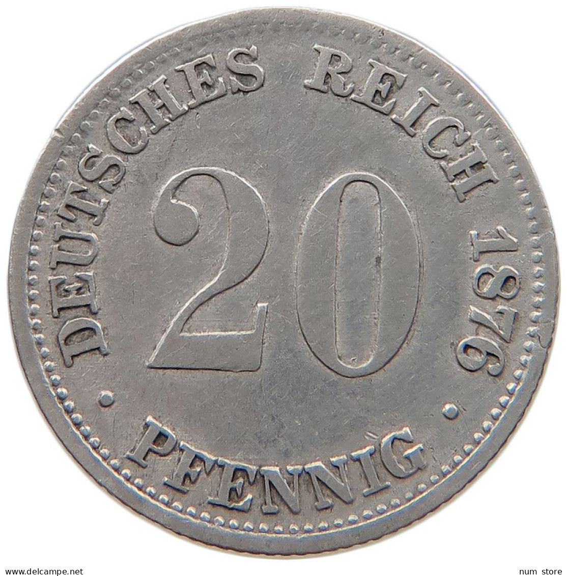 GERMANY EMPIRE 20 PFENNIG 1876 G #t031 0681 - 20 Pfennig