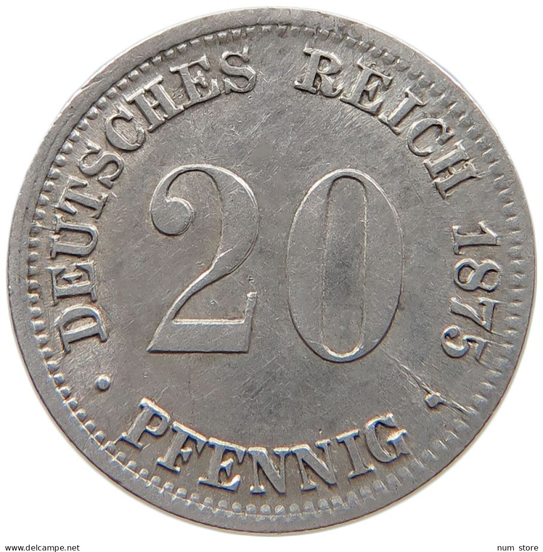 GERMANY EMPIRE 20 PFENNIG 1875 J #t031 0661 - 20 Pfennig