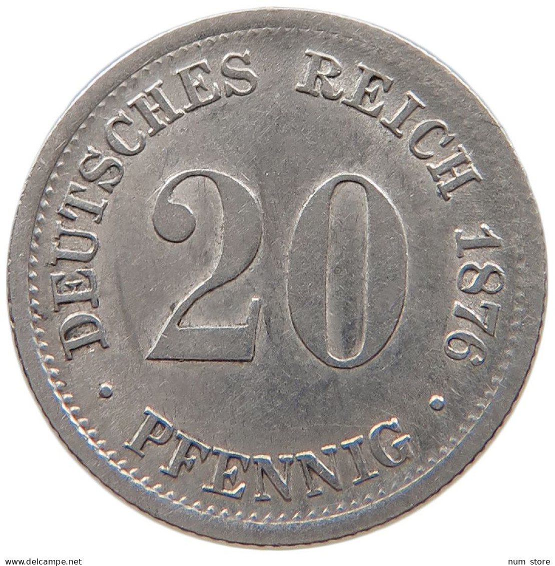 GERMANY EMPIRE 20 PFENNIG 1876 F #t031 0675 - 20 Pfennig