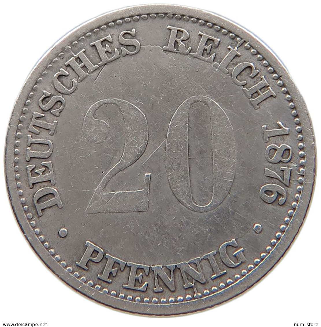 GERMANY EMPIRE 20 PFENNIG 1876 D #t031 0665 - 20 Pfennig