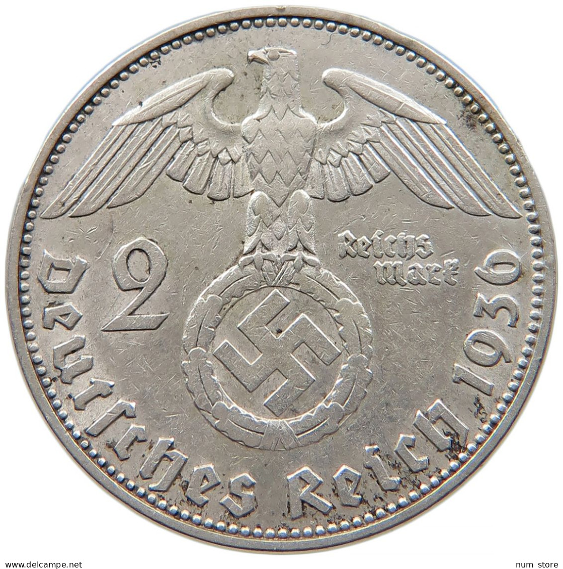GERMANY 2 MARK 1936 J RARE #t033 0233 - 2 Reichsmark