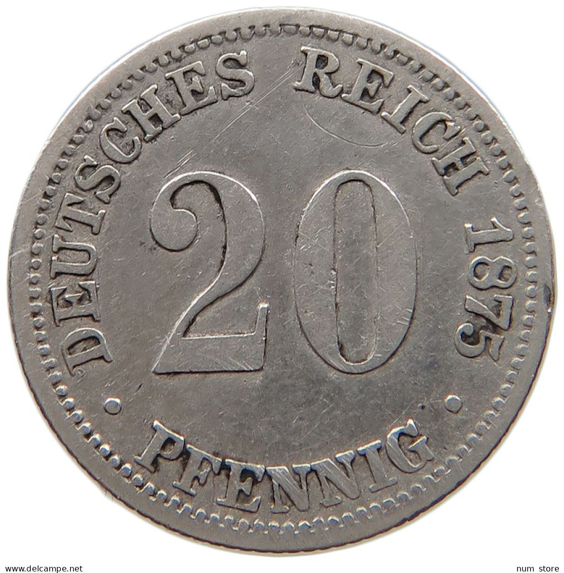 GERMANY EMPIRE 20 PFENNIG 1875 B #t031 0669 - 20 Pfennig