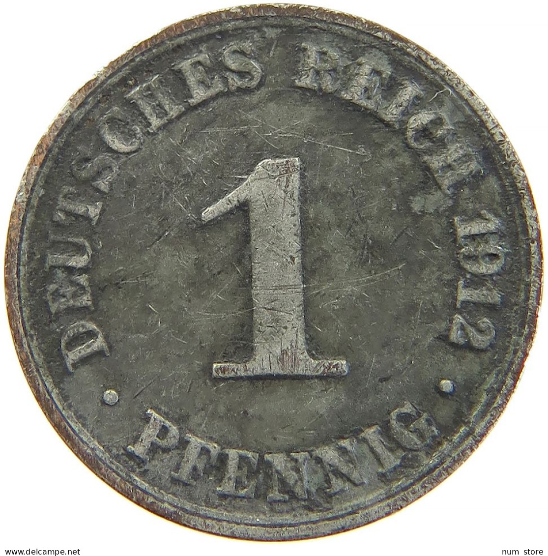 GERMANY EMPIRE 1 PFENNIG 1912 A SILVER PLATED #t032 0435 - 1 Pfennig