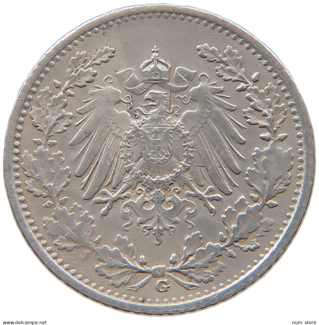 GERMANY EMPIRE 1/2 MARK 1918 G FEHLPRÄGUNG 1/2 MARK #t031 0621 - 1/2 Mark