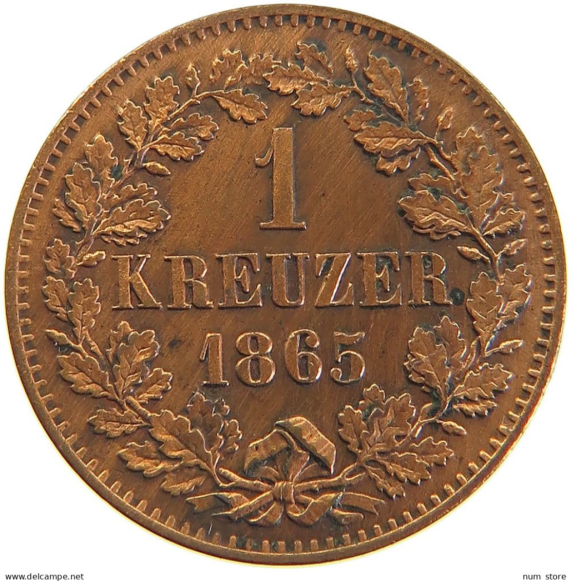 GERMAN STATES KREUZER 1865 BADEN DURLACH Friedrich I. Großherzog (1852-1907) #t032 0689 - Groschen & Andere Kleinmünzen