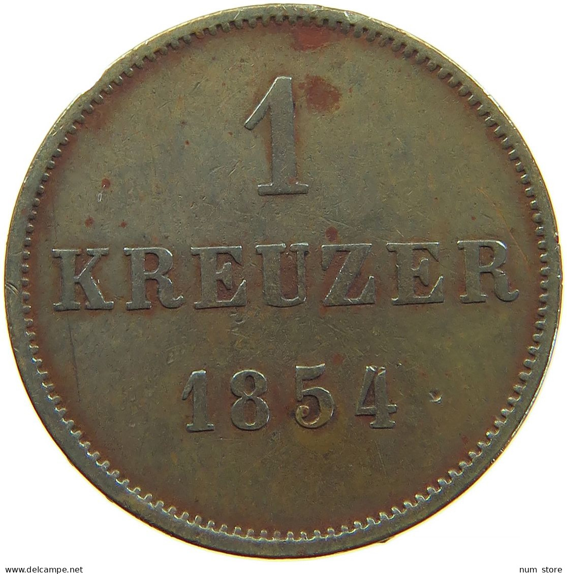 GERMAN STATES KREUZER 1854 SACHSEN MEININGEN Bernhard Erich Freund 1803-1866 #t033 0071 - Groschen & Andere Kleinmünzen