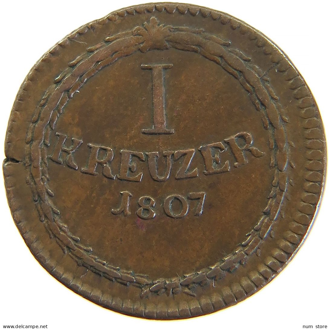 GERMAN STATES KREUZER 1807 BADEN DURLACH Karl Friedrich 1738-1806. #t032 0683 - Groschen & Andere Kleinmünzen