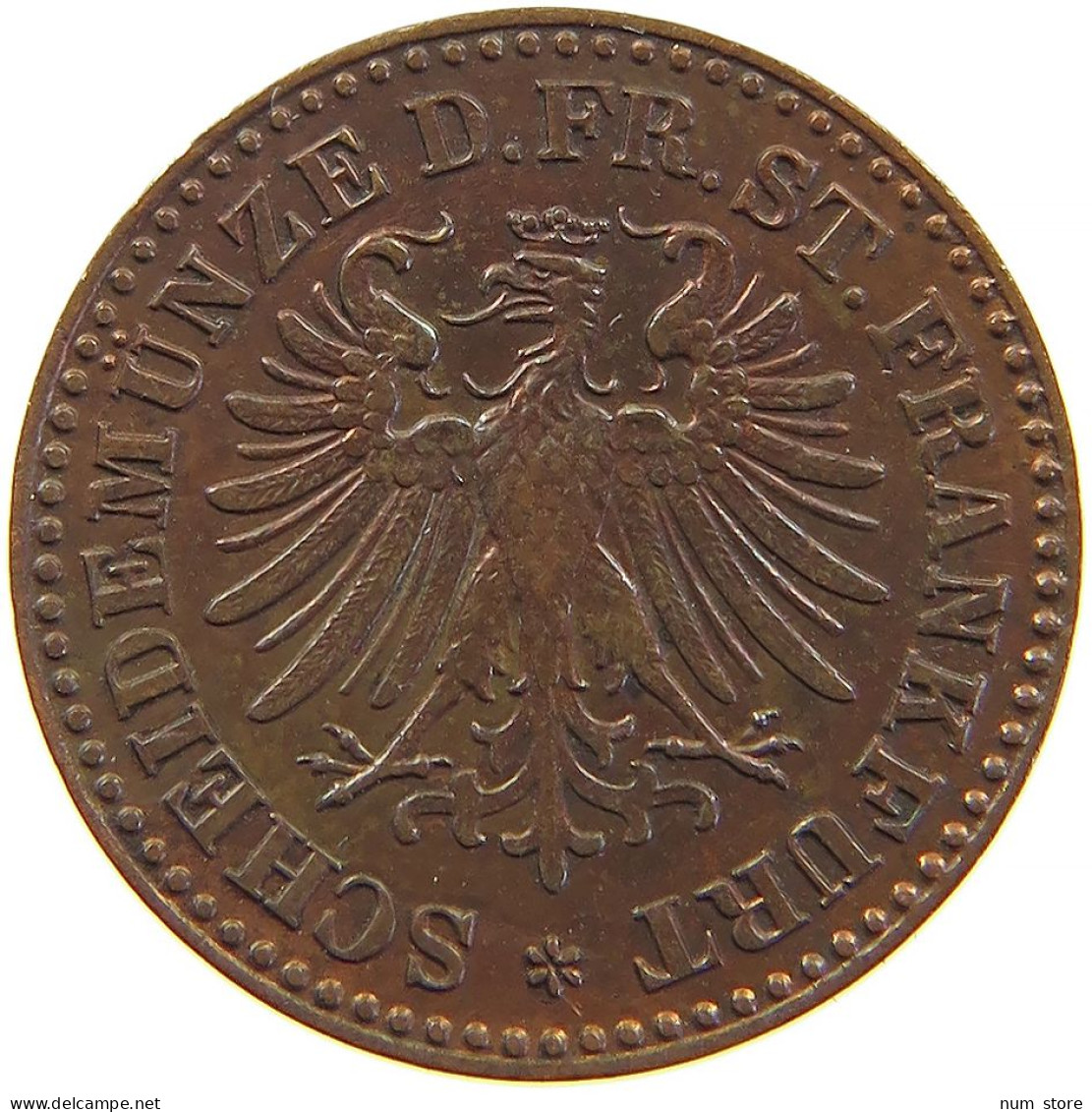 GERMAN STATES HELLER 1865 FRANKFURT #t033 0009 - Groschen & Andere Kleinmünzen