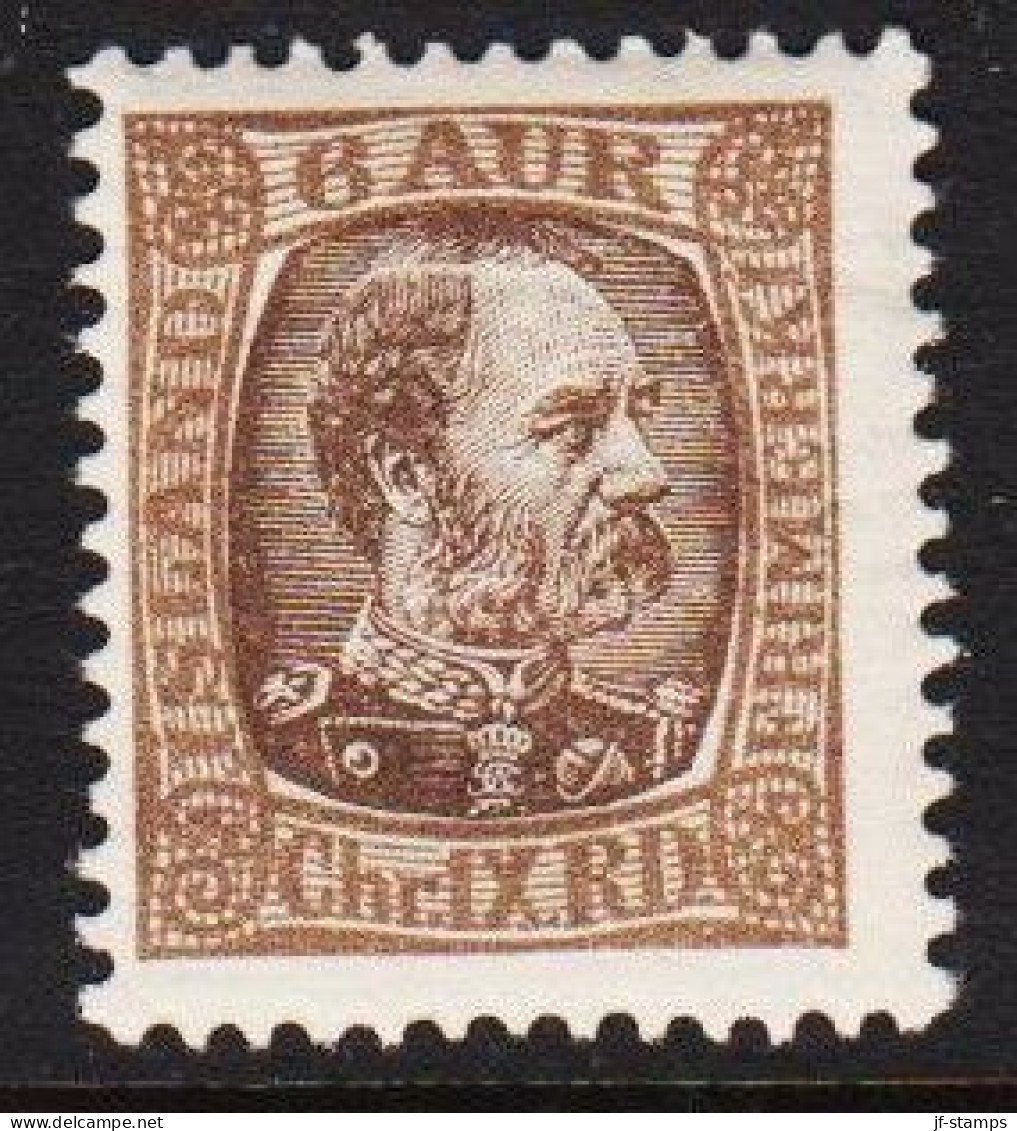 1902. ISLAND. King Christian IX. 6 Aur Grey-brown. Fine Never Hinged Stamp.  (Michel 38) - JF544348 - Ungebraucht