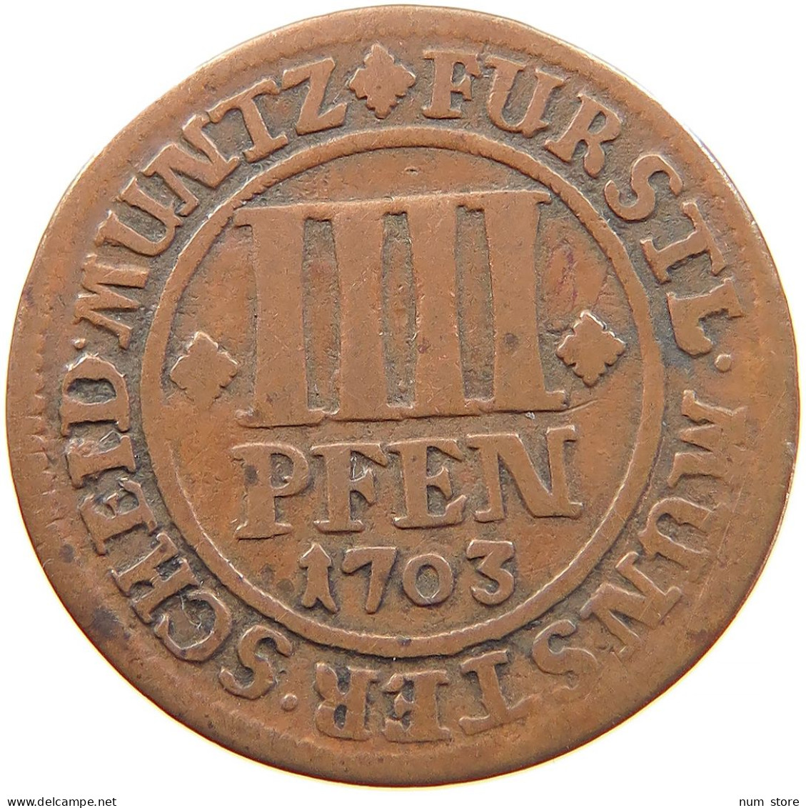 GERMAN STATES 4 PFENNIG 1703 MÜNSTER BISTUM Friedrich Christian Von Plettenberg (1688-1706) #t033 0239 - Groschen & Andere Kleinmünzen