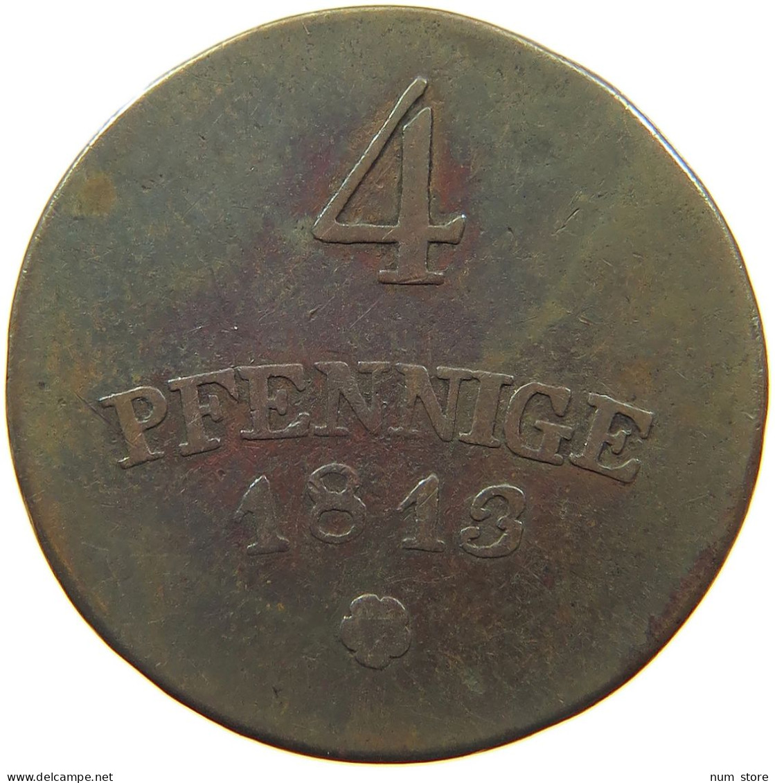 GERMAN STATES 4 PFENNIG 1813 SACHSEN WEIMAR EISENACH #t032 0939 - Groschen & Andere Kleinmünzen