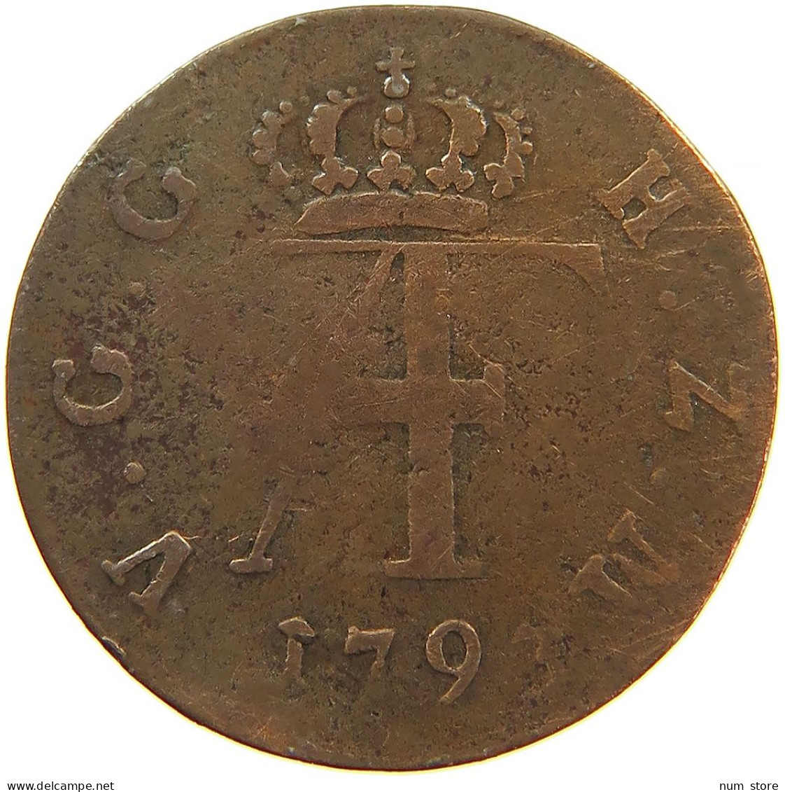 GERMAN STATES 3 PFENNIG 1793 MECKLENBURG STRELITZ Adolf Friedrich IV. 1752-1794 #t032 1125 - Groschen & Andere Kleinmünzen