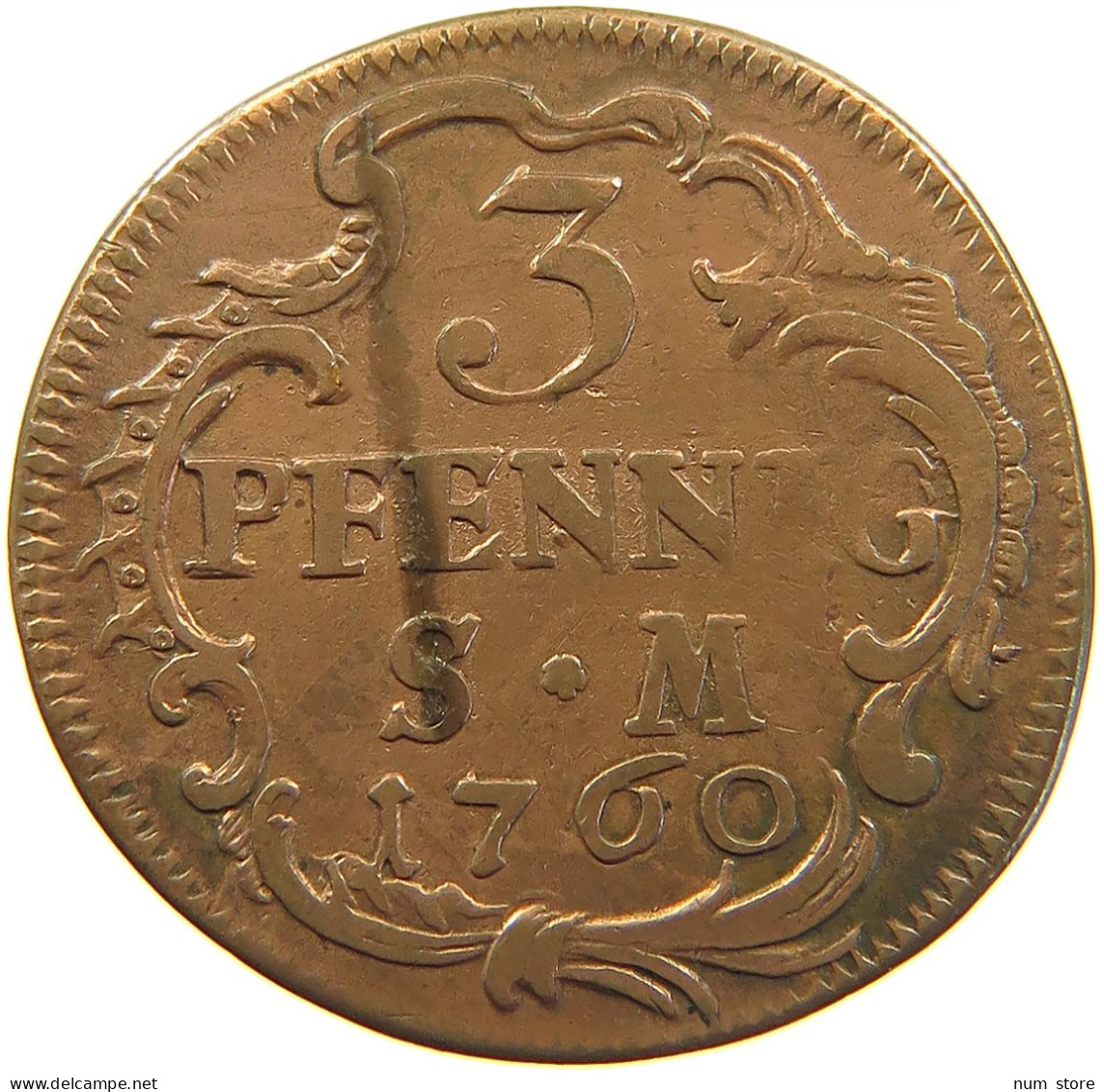 GERMAN STATES 3 PFENNIG 1760 MAINZ ERZBISTUM Johann Friedrich Karl, Graf Von Ostein 1743-1763 #t033 0067 - Groschen & Andere Kleinmünzen