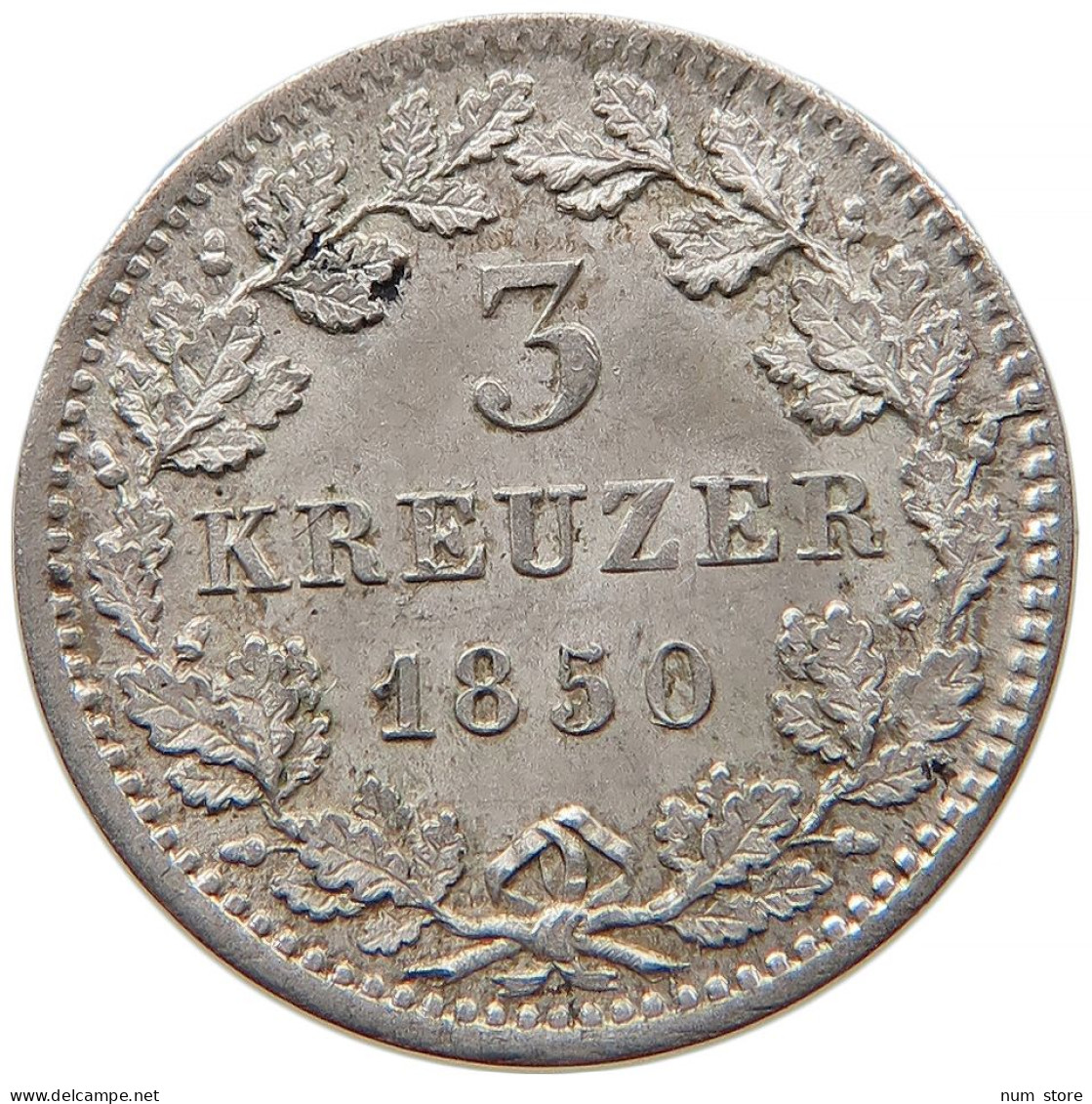 GERMAN STATES 3 KREUZER 1850 BAYERN Maximilian II. Joseph (1848-1864) #t032 0809 - Groschen & Andere Kleinmünzen