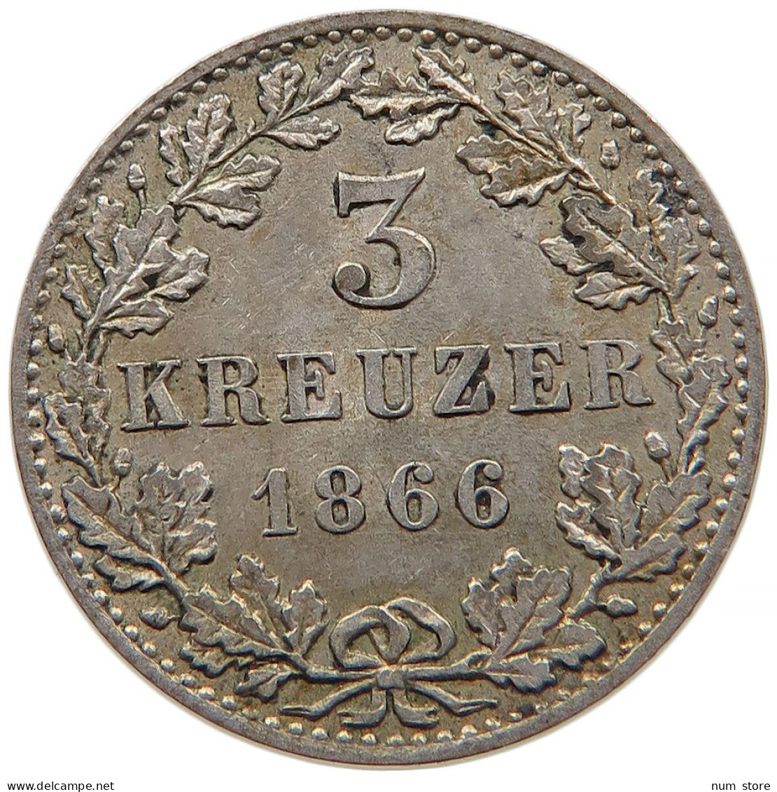 GERMAN STATES 3 KREUZER 1866 FRANKFURT #t032 1071 - Groschen & Andere Kleinmünzen