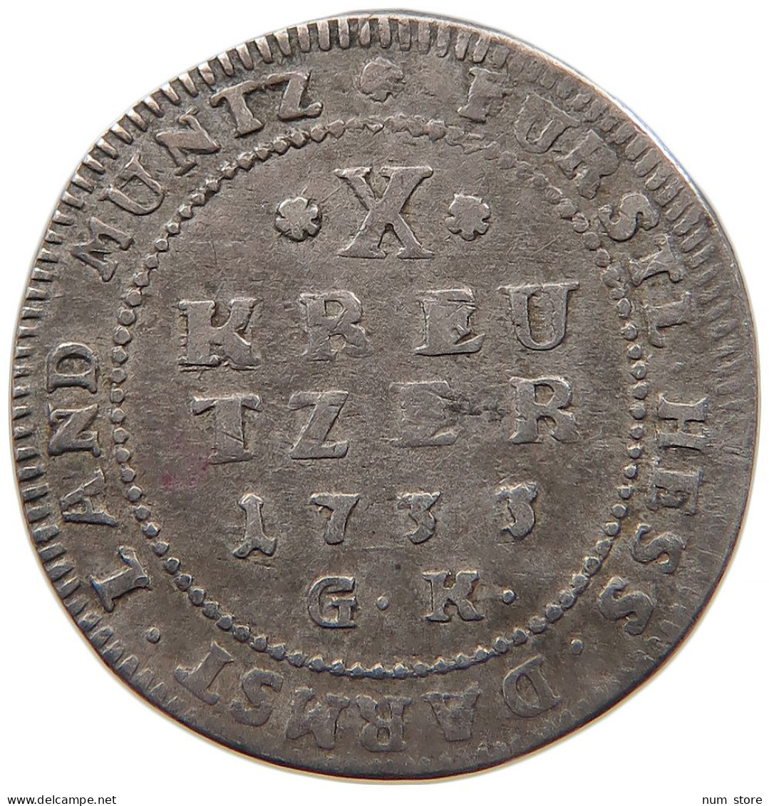 GERMAN STATES 10 KREUZER 1733 HESSEN DARMSTADT Ernst Ludwig 1678-1739. #t032 0861 - Small Coins & Other Subdivisions