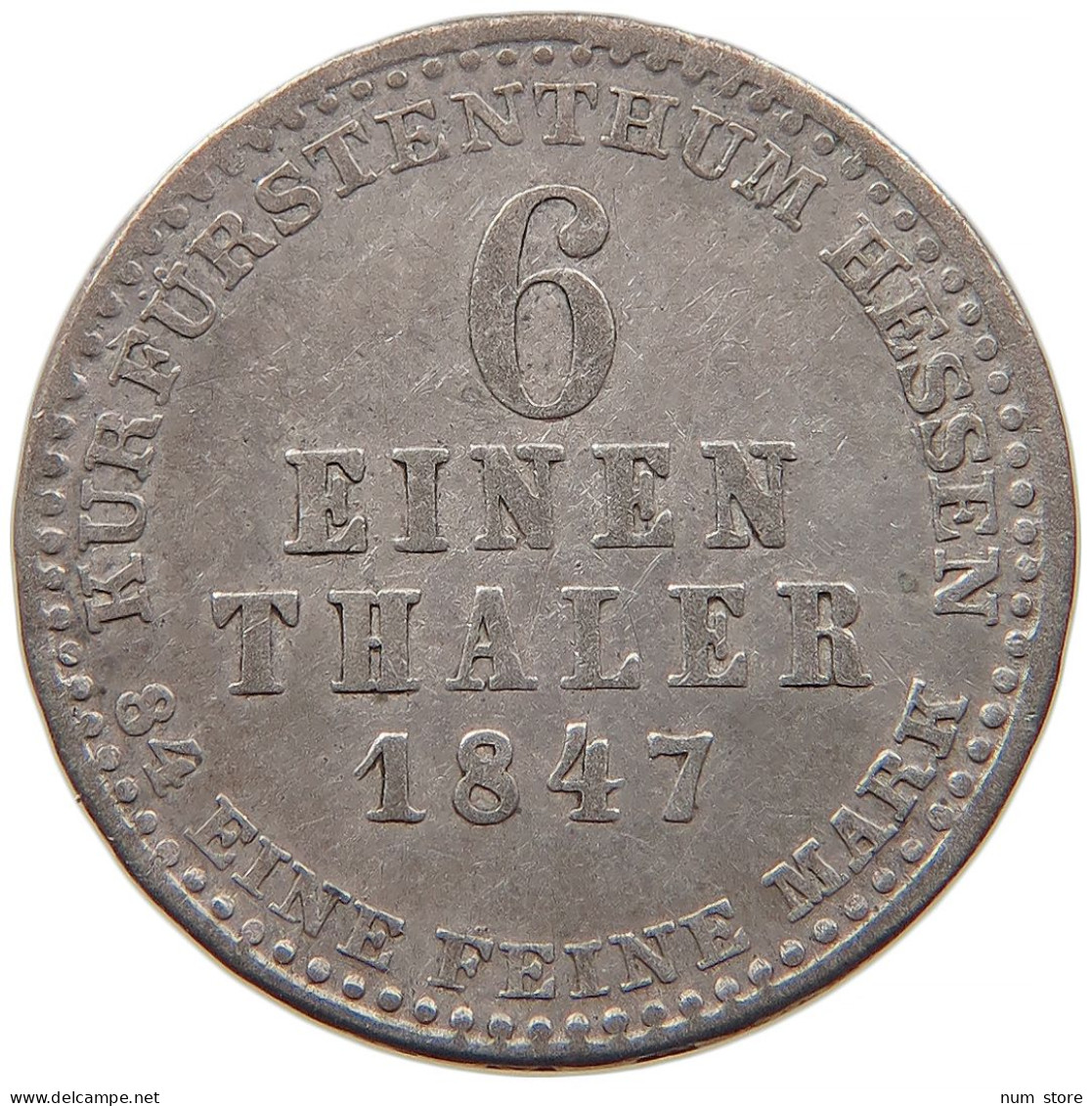 GERMAN STATES 1/6 TALER 1847 HESSEN KASSEL Wilhelm II. 1821-1847 #t032 0843 - Monedas Pequeñas & Otras Subdivisiones