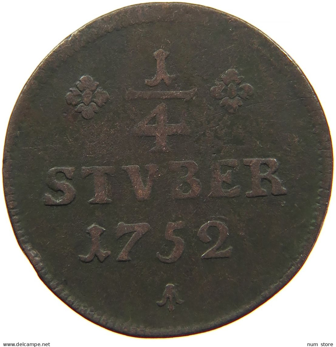 GERMAN STATES 1/4 STÜBER 1752 WIED RUNKEL Johann Ludwig Adolf, 1706-1752: #t032 0975 - Small Coins & Other Subdivisions
