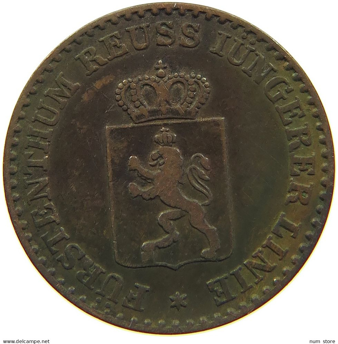 GERMAN STATES 1 PFENNIG 1868 REUSS JÜNGERE LINIE Heinrich XIV 1867-1913 #t032 1029 - Groschen & Andere Kleinmünzen