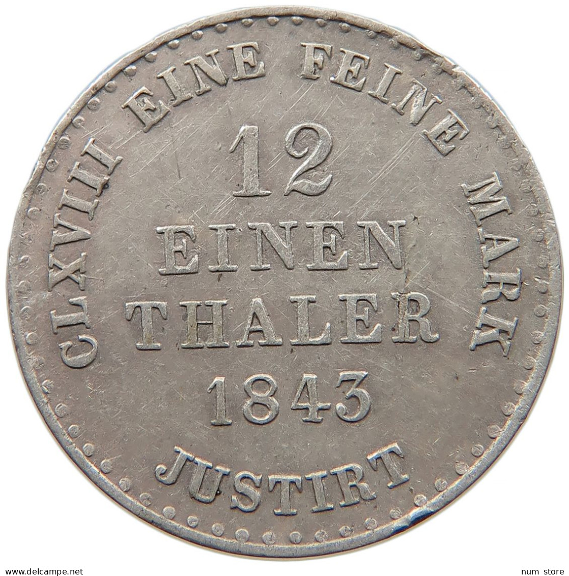 GERMAN STATES 1/12 TALER 1843 BRAUNSCHWEIG CALENBERG HANNOVER Ernst August 1837-1851 #t032 0803 - Groschen & Andere Kleinmünzen