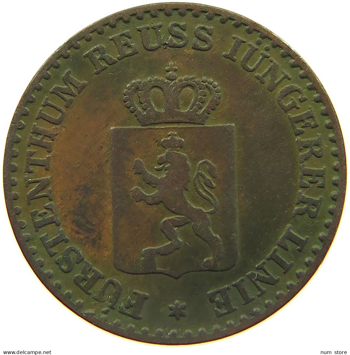 GERMAN STATES 1 PFENNIG 1858 REUSS JÜNGERE LINIE Heinrich LXVII. 1854-1867 #t032 1031 - Groschen & Andere Kleinmünzen