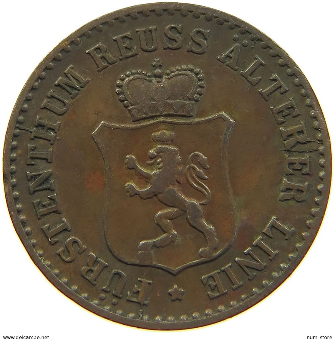 GERMAN STATES 1 PFENNIG 1868 REUSS ÄLTERE LINIE Heinrich XXII. 1859-1902 #t032 1027 - Groschen & Andere Kleinmünzen