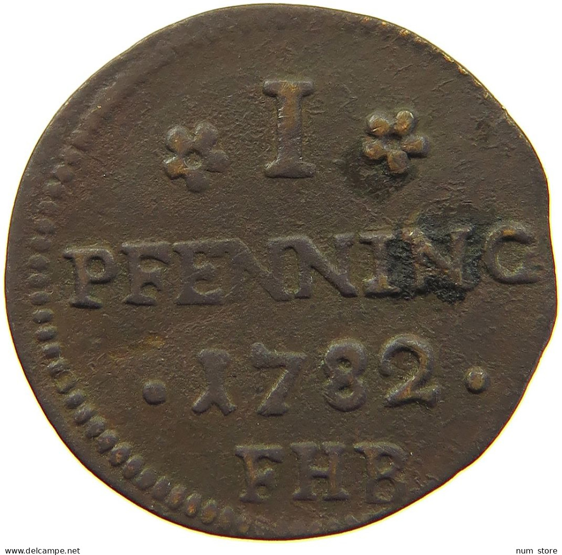 GERMAN STATES 1 PFENNIG 1782 MECKLENBURG ROSTOCK STADT #t032 1023 - Small Coins & Other Subdivisions