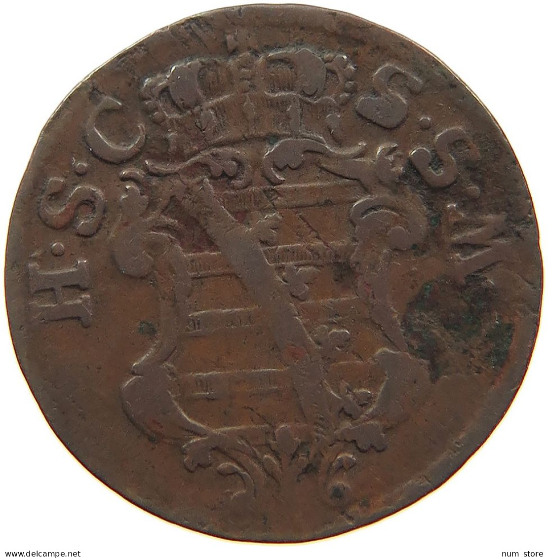 GERMAN STATES 1 PFENNIG 1772 SACHSEN COBURG SAALFELD Ernst Friedrich, 1764 - 1800 #t032 0717 - Groschen & Andere Kleinmünzen