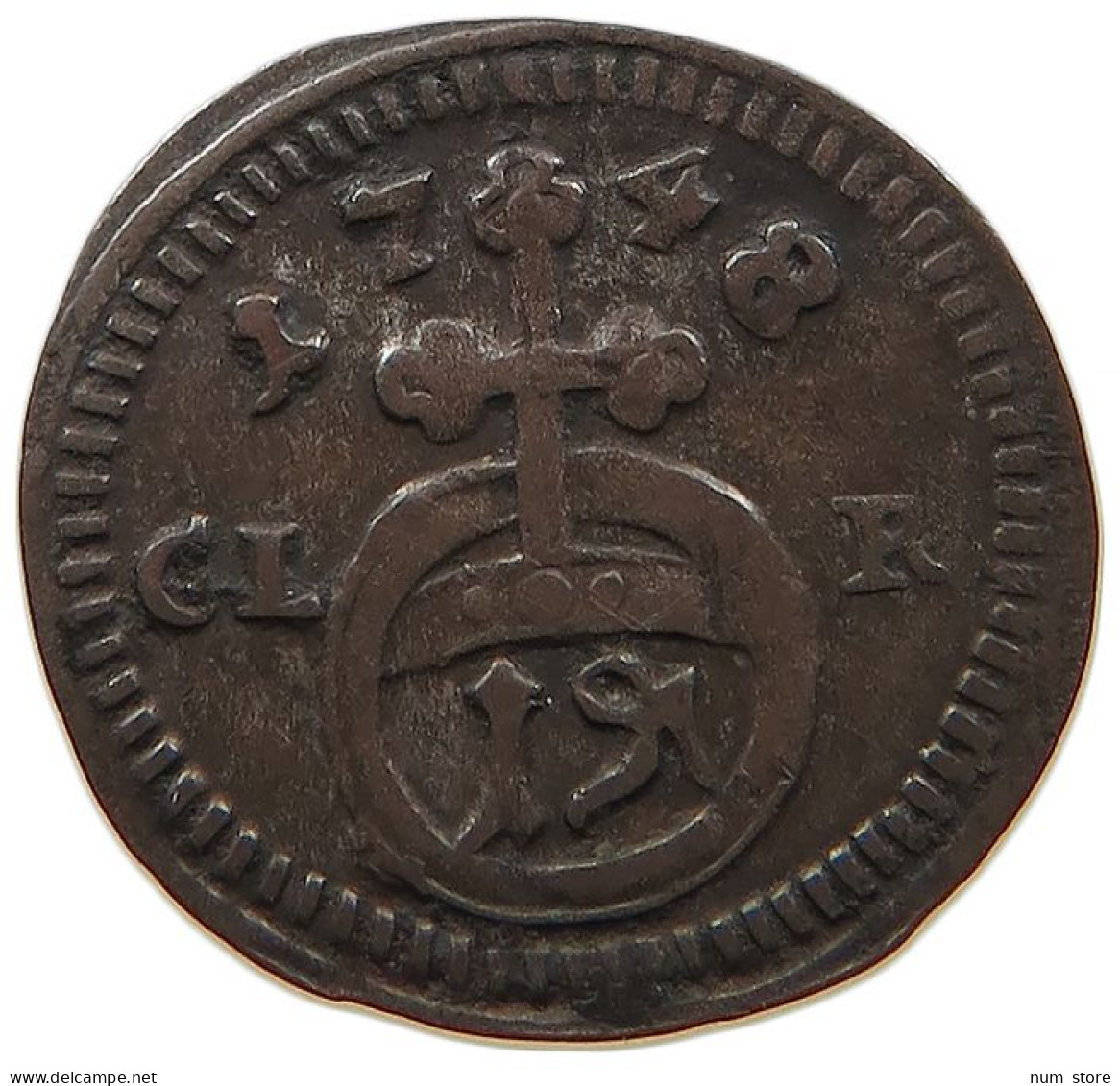 GERMAN STATES 1 PFENNIG 1748 BRANDENBURG BAYREUTH Friedrich 1735-1763 #t032 0537 - Groschen & Andere Kleinmünzen