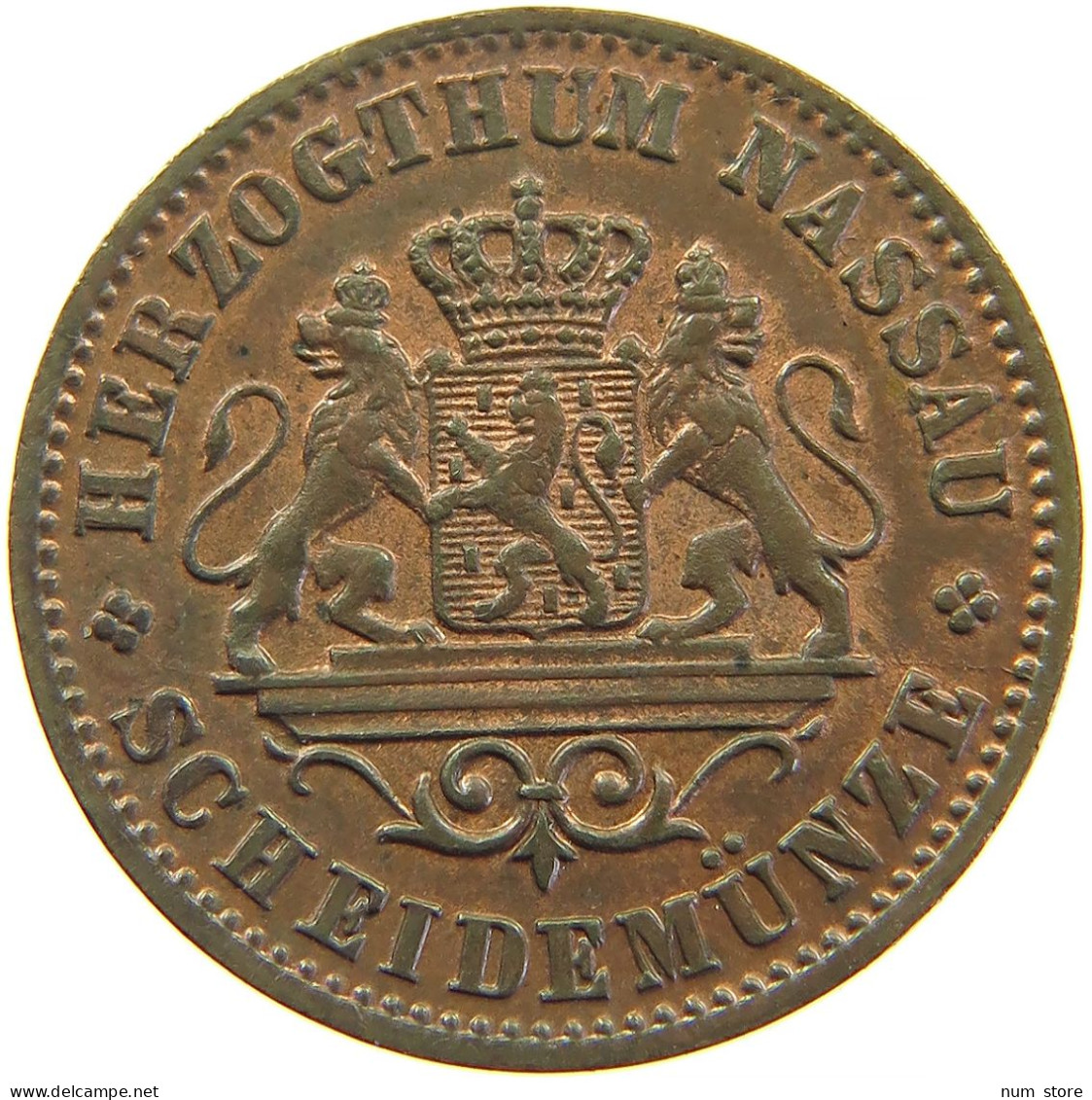 GERMAN STATES 1 KREUZER 1862 NASSAU Adolph 1839-1866. #t032 1133 - Monedas Pequeñas & Otras Subdivisiones