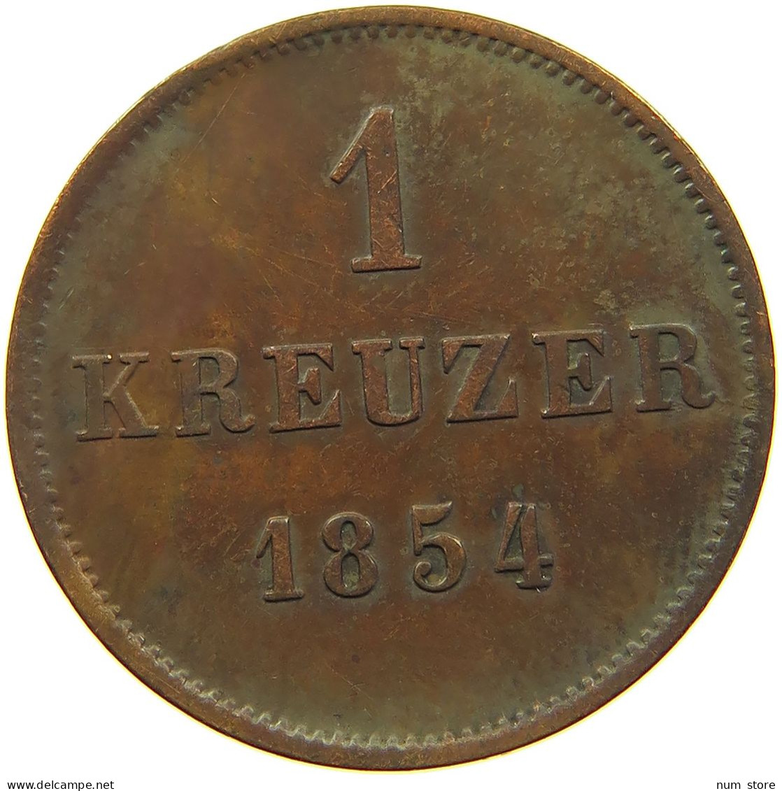 GERMAN STATES 1 KREUZER 1854 SACHSEN MEININGEN Bernhard Erich Freund 1803-1866. #t032 0959 - Small Coins & Other Subdivisions