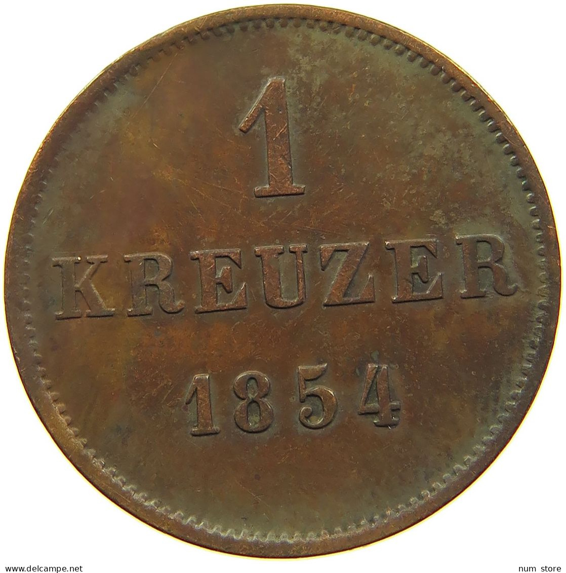 GERMAN STATES 1 KREUZER 1854 SACHSEN MEININGEN Bernhard Erich Freund 1803-1866. #t032 0959 - Kleine Munten & Andere Onderverdelingen