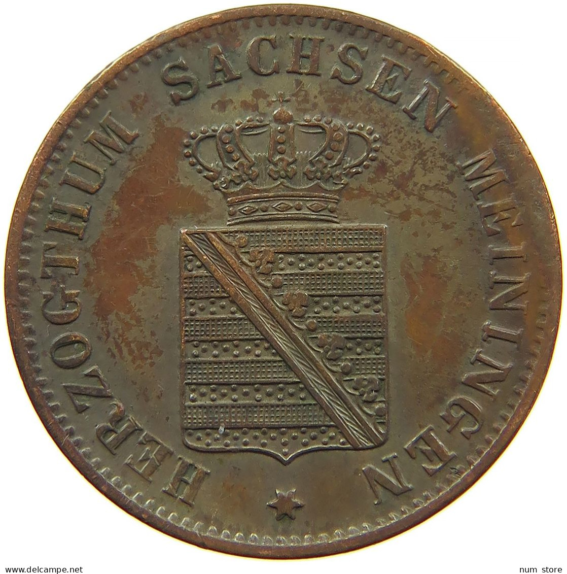 GERMAN STATES 1 KREUZER 1854 SACHSEN MEININGEN Bernhard Erich Freund 1803-1866. #t032 0959 - Groschen & Andere Kleinmünzen
