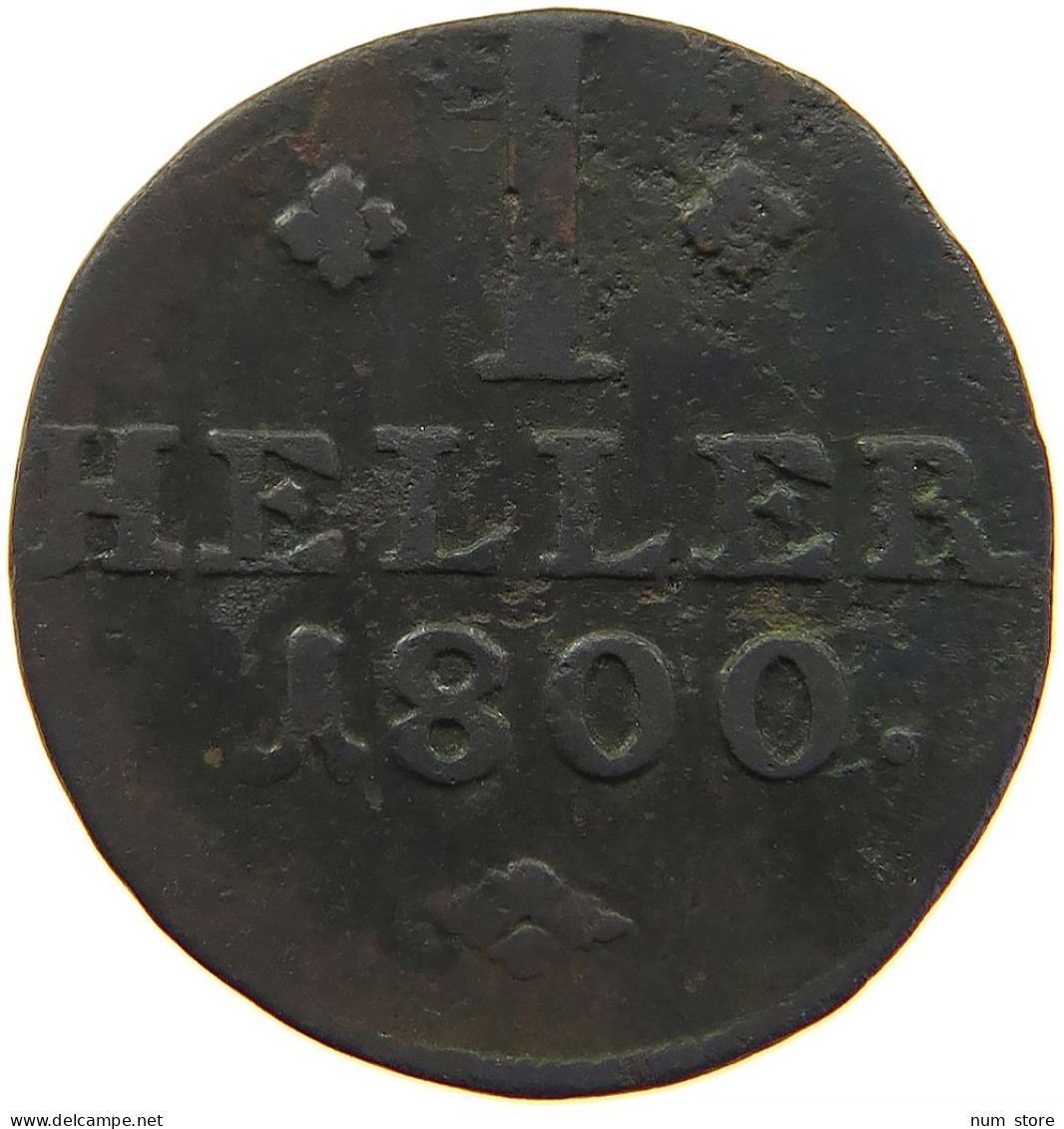 GERMAN STATES 1 HELLER 1800 HESSEN KASSEL Wilhelm IX. 1785-1803 #t032 1013 - Kleine Munten & Andere Onderverdelingen