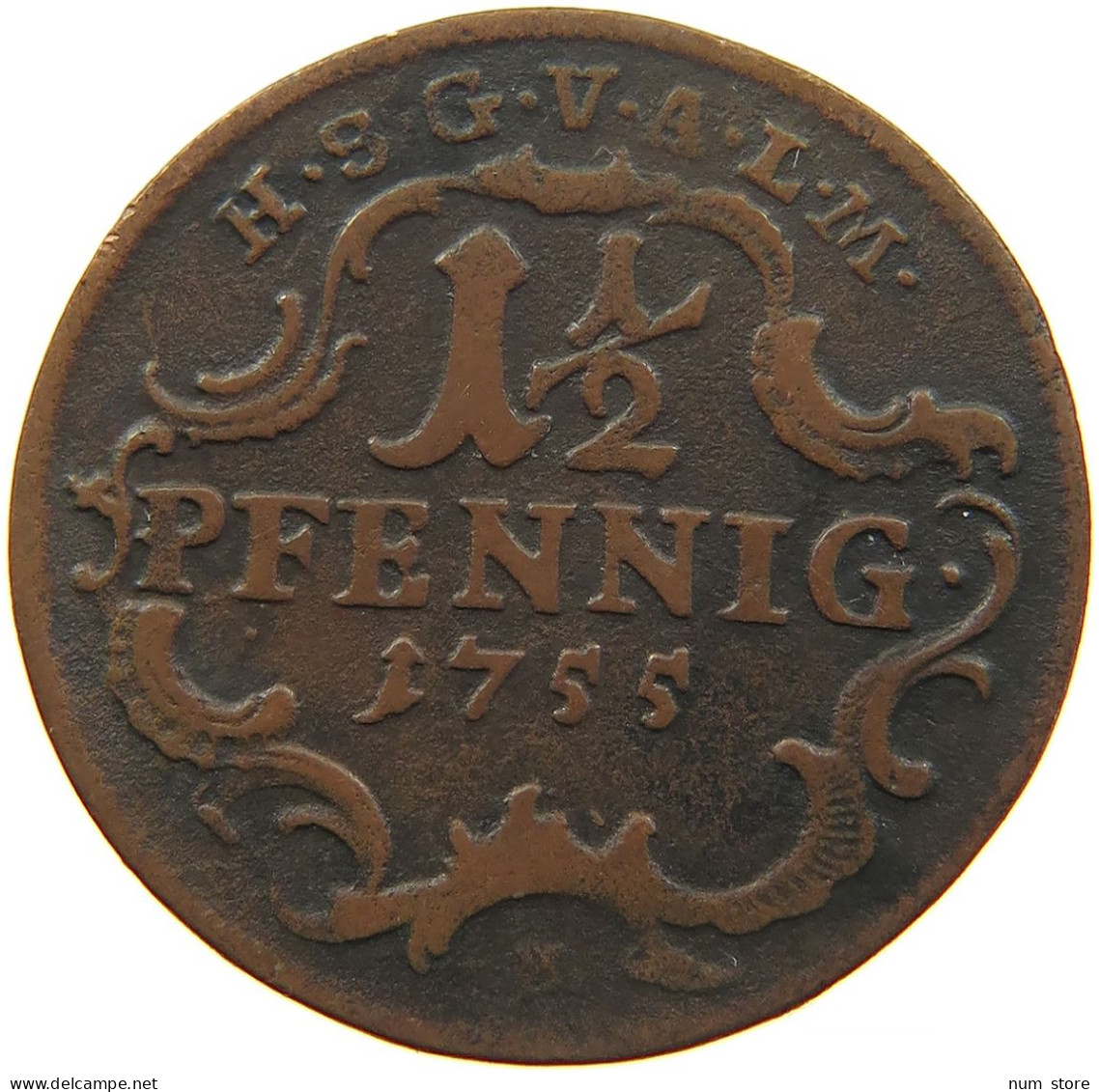 GERMAN STATES 1 1/2 PFENNIG 1755 SACHSEN GOTHA ALTENBURG #t032 0981 - Piccole Monete & Altre Suddivisioni