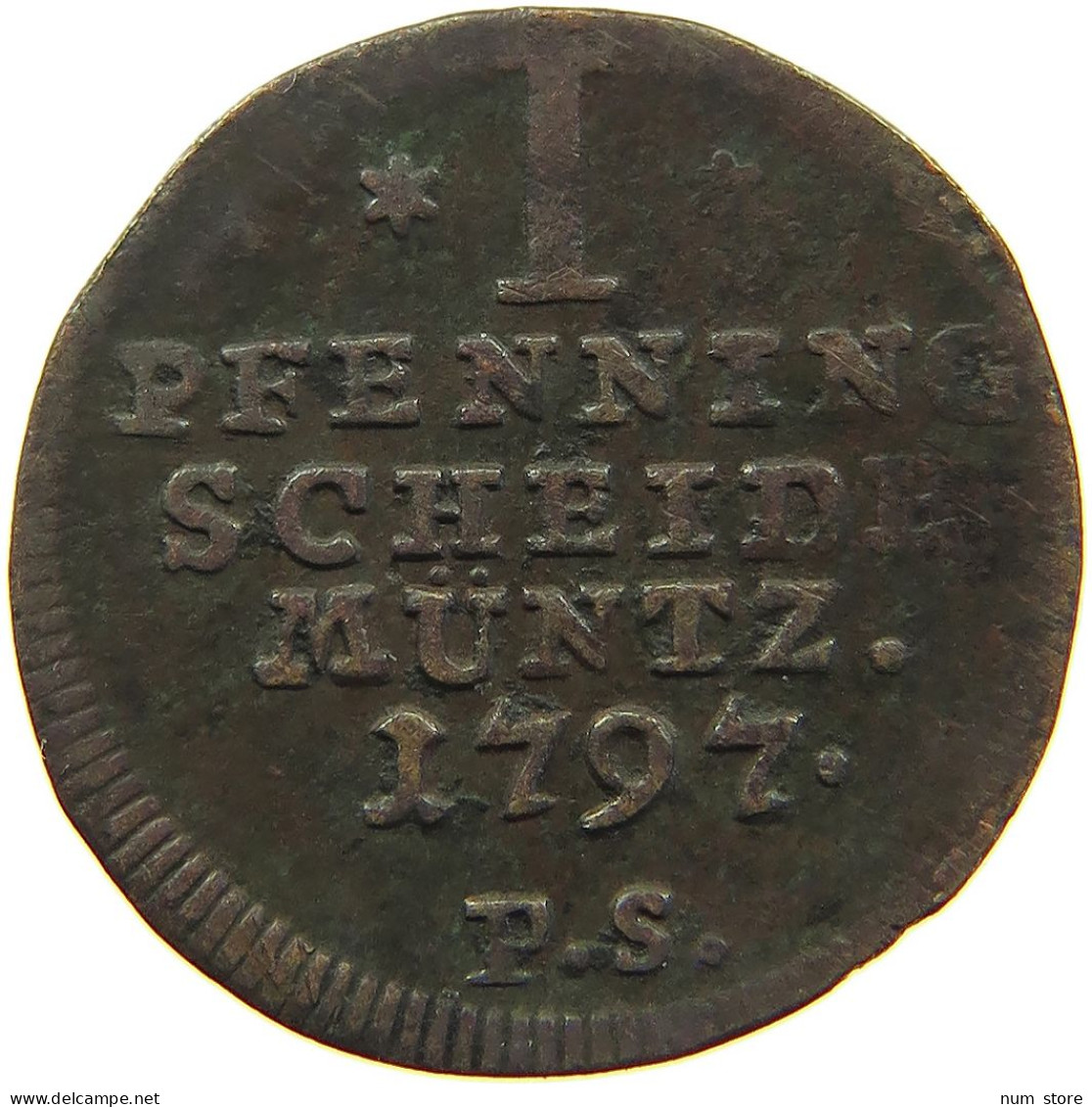 GERMAN STATES 1 PFENNIG 1797 WALDECK Friedrich 1763-1812 #t032 1007 - Small Coins & Other Subdivisions