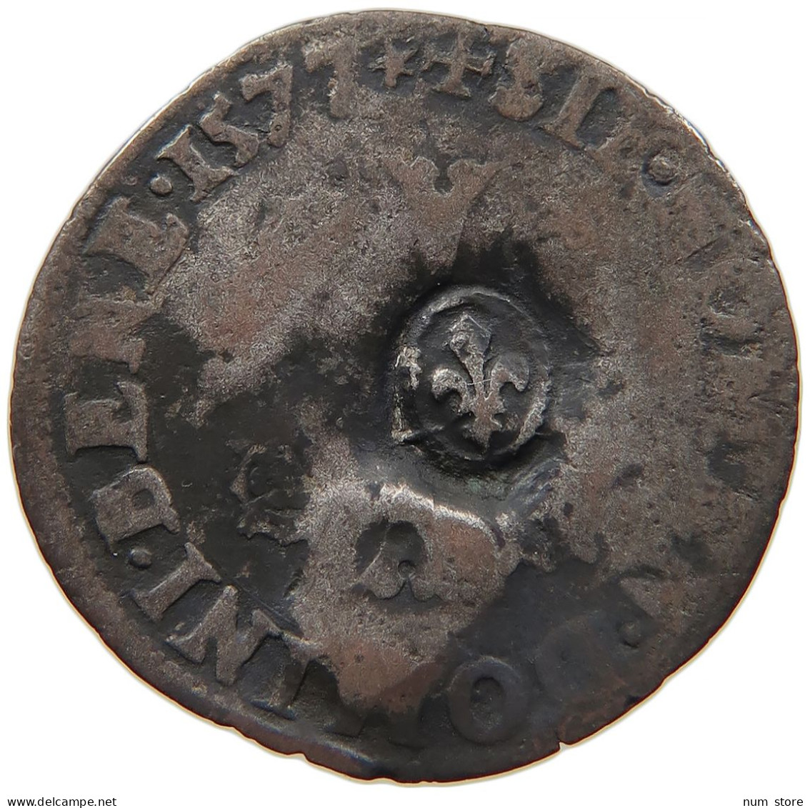 FRANCE Henri III. (1574-1589) COUNTERMARKED LILLY #t032 0789 - 1574-1589 Heinrich III.