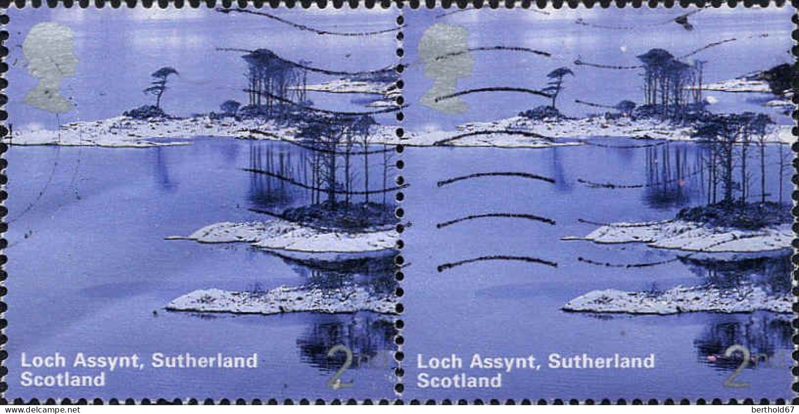 GB Poste Obl Yv:2462 Mi:2140 Loch Assynt Sutherland Scotland (Lign.Ondulées) Paire - Usati