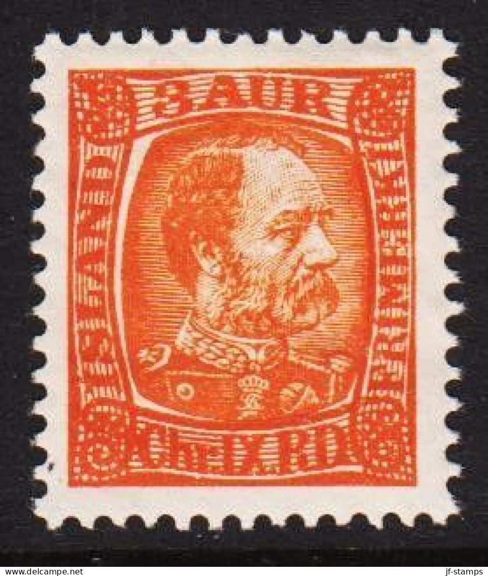 __1902. ISLAND. King Christian IX. 3 Aur Orange Hinged, Beautiful Centering. (Michel 35) - JF544350 - Neufs