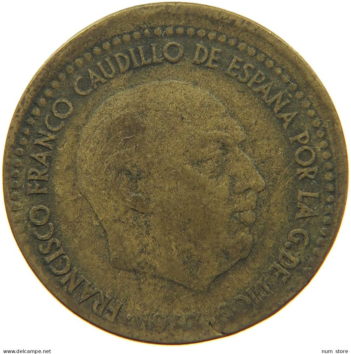 SPAIN PESETA 1963 63 OFF-CENTER MINTING ERROR #t032 0455 - 1 Peseta