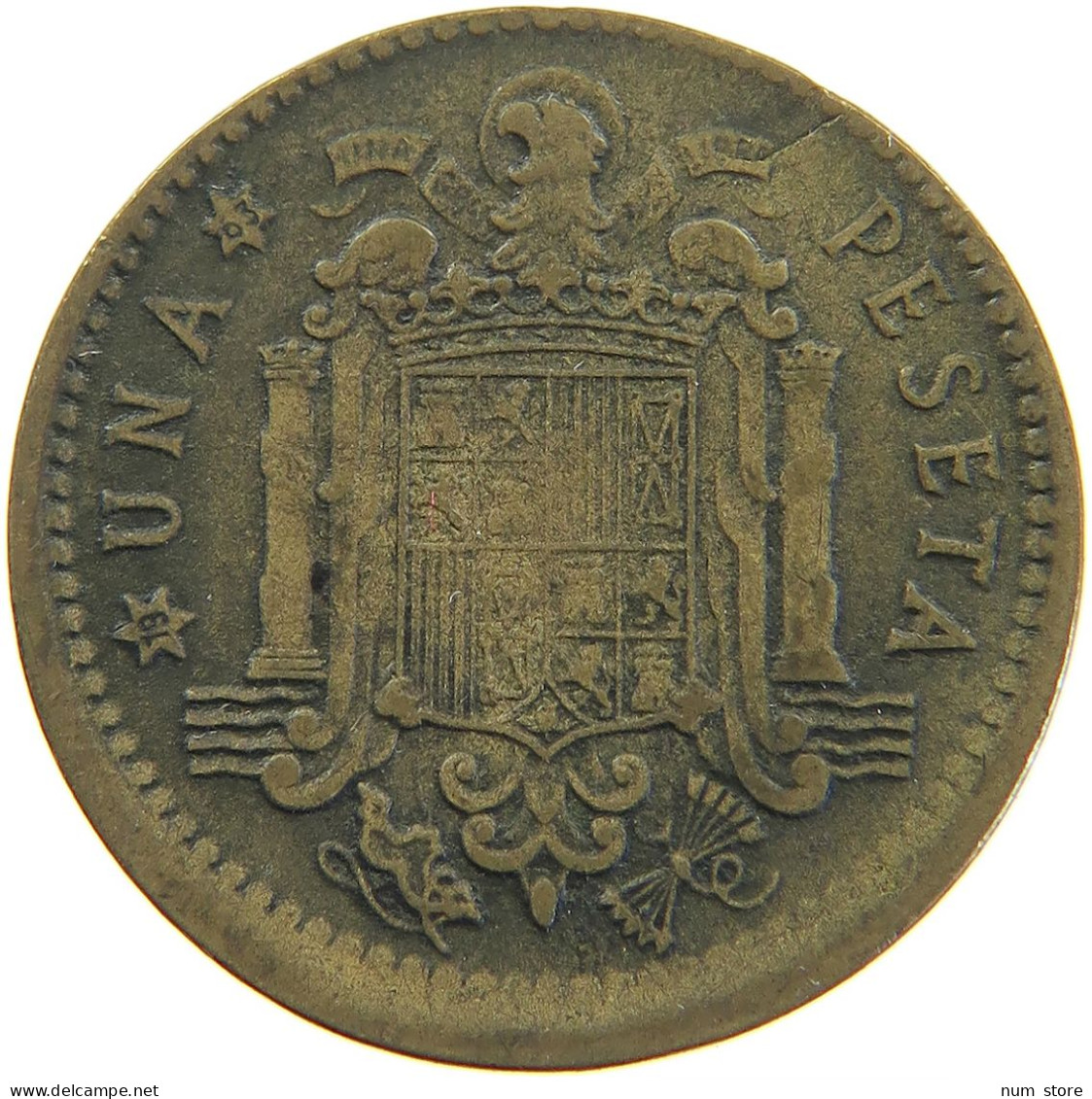 SPAIN PESETA 1963 63 OFF-CENTER MINTING ERROR #t032 0455 - 1 Peseta