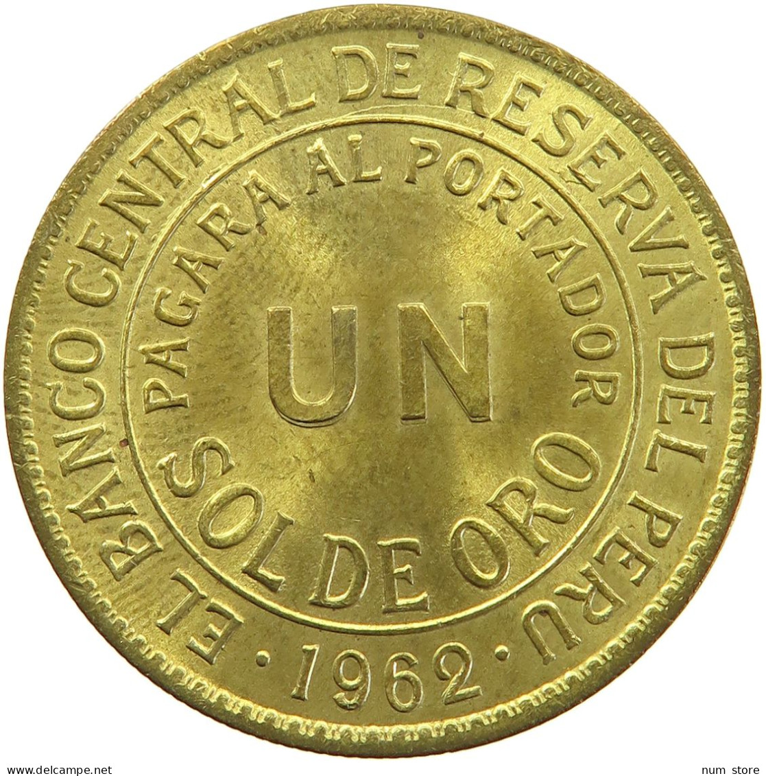 PERU SOL 1962 UNC #t029 0419 - Perú