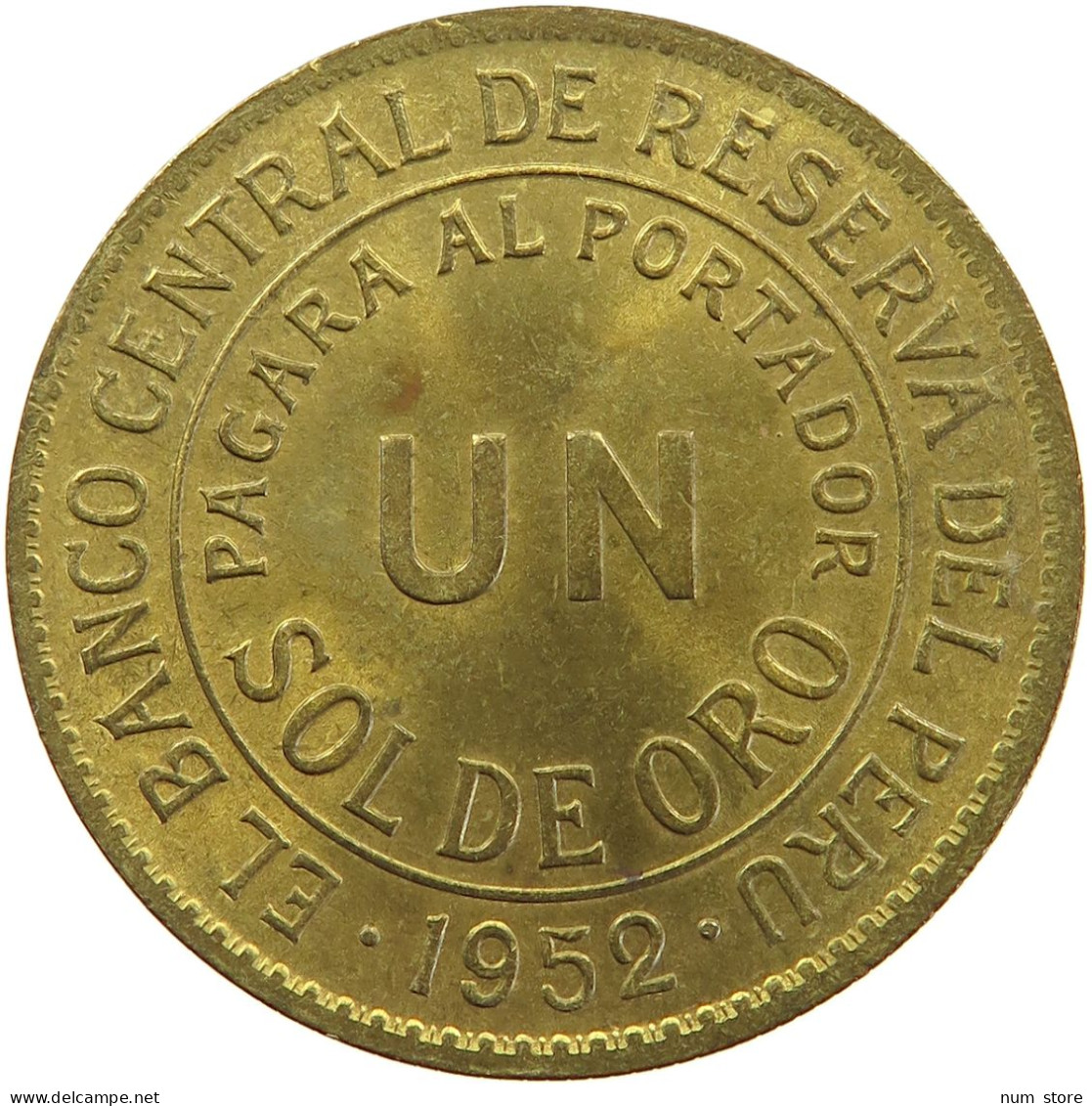 PERU SOL 1952 UNC #t029 0429 - Peru
